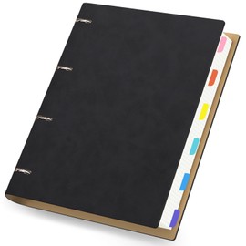 Yarotm Leather Notebook A4 - Ring Binder Squared Paper Notebook A4-100GSM Refillable A4 Notepad 21.5x28cm - 300 Pages Spiral Notebook Squared 5mm - Leather PU Travel Journal, Black