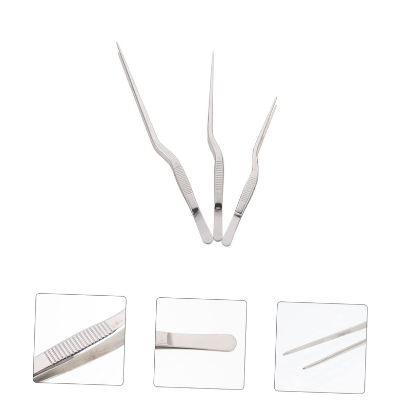 CIYODO Stainless Steel Cooking Tweezers Set 3Pcs Fish Bone Removers