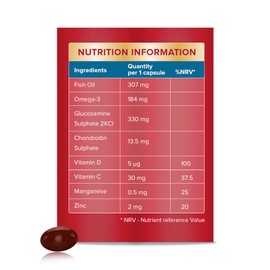 Seven Seas JointCare Essential, with Omega-3, Glucosamine, Chondroitin, Vitamins C and D, Manganese and Zinc, Food Supplements, 60-Day Pack