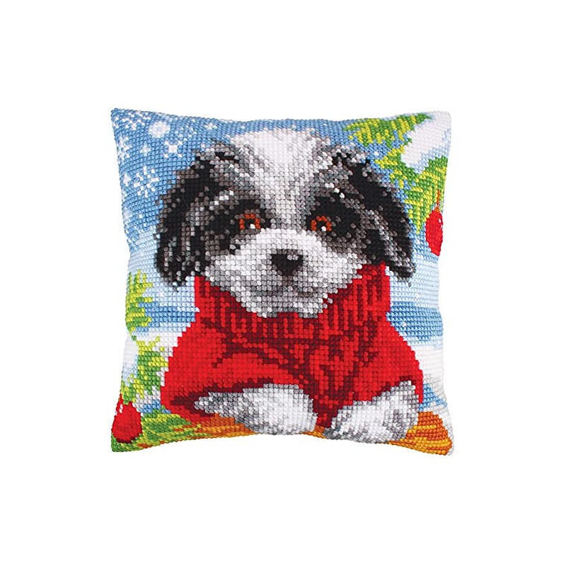 Collection D'Art Wolly Winter 5249 Cross Stitch Cushion, Cotton, Multi-Colour,