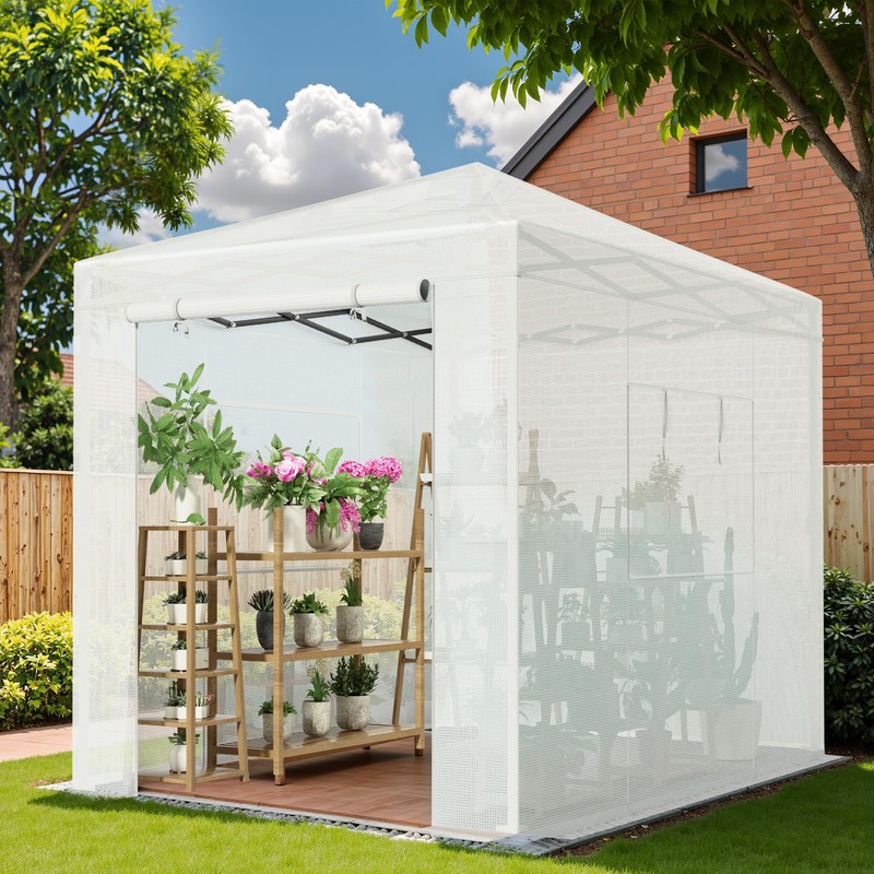 Greesum 8x6 FT Portable Pop-up Greenhouse with Center Lock, PE