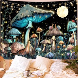 Lifezilla Mushroom Wall Tapestry for Bedroom - Cute Anime Hanging Decor (36×48 Inches)