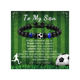 GBTBYS To My Son Bracelets Soccer Bracelet for Him, Son Soccer Gifts Christmas Birthday Gifts for Son Bonus Son Stepson Son in Law Teens