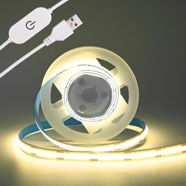 TUNICHX COB LED Strip Light 5V USB Tape 320LED/m Dimmable LED Strip Light USB TV Backlight Flexible Under Cabinet Tape Light for Bedroom,Kitchen,Home DIY Lighting (4000K, 3.28FT)