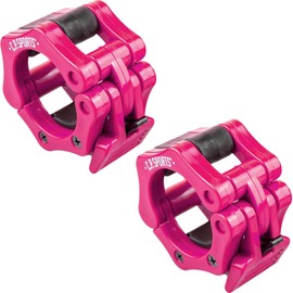 C.P. Sports Barbell Lock Collars 25 mm, 28 mm, 30 mm, 50 mm, for Long Bars, Short Bars, Pump Barbells, Barbell Collars, Clamp Collars, 1 Pair Quick and Safe Barbell Locks, pink, 50mm