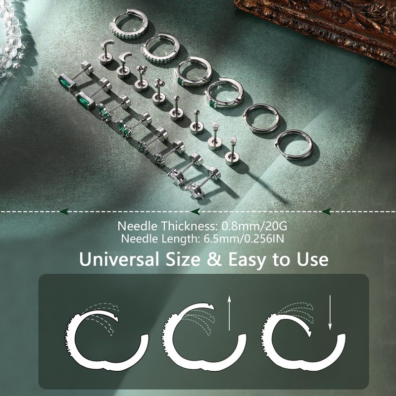 MILACOLATO Gold Silver Stud Hoop Earrings Set for Women Gold