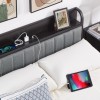 Vecelo Bed Frame with Storage Headboard Power Outlet Full Queen