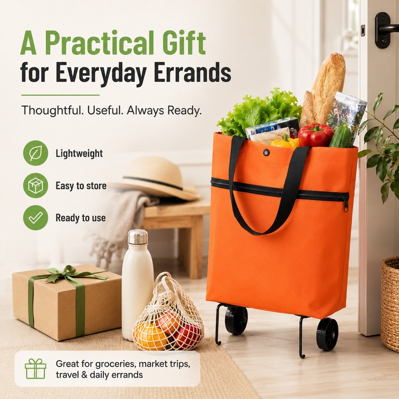 Foldable Shopping Cart with Wheels for Groceries – 2-in-1 Lightweight