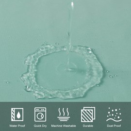 Furlinic Duschvorhang Überlänge Badvorhang Anti-schimmel für Dusche und Badewanne Textile Vorhänge aus Stoff Antibakteriell Wasserdicht Minzgrün Extra Breit 275x180cm mit 18 Duschringen.