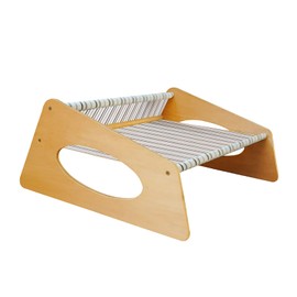 Elevated Cat Bed Breathable Detachable Stable Wooden Cat Hammock for Medium Sized Pet for All Seasons Striped Type