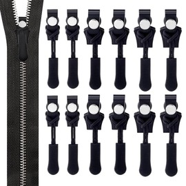 FENQURO Zipper, Pack of 12 Universal Zip Repair Set, Removable Replacement Zipper for Zip, Zip Zip Set, Zip Fix Kit for Jacket/Coat/Backpack
