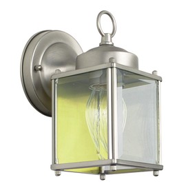 Sunset Lighting F6840-53 Outdoor Wall Sconce with Clear Beveled Glass, Satin Nickel Finish
