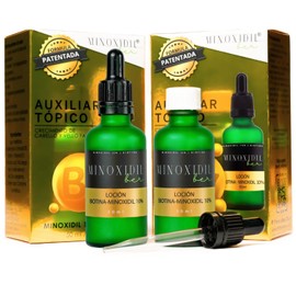 Loción estimulante para cabello, barba y cejas, enriquecida con biotina, UNISEX - al 10%, incluye 2 botellas de 50 ml cada una