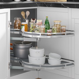 YITAHOME Swing Left Blind Corner Kitchen Cabinet Pull Out Organizer for 36" Blind Corner Kitchen Cabinet, 2 Tier Swing Tray, Soft Close Blind Organizer for Right Handed Open Blind Kitchen Cabinet