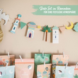 Papierdrachen 10 m Garland as Decoration for Ramadan - Pastel - Decoration for Crafts for Boys, Girls and Adults - Beautiful Decorative Design for Ramadan - Set 3