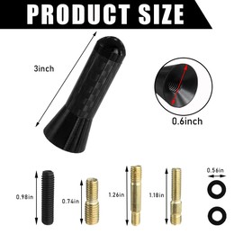 Yourkar Car Short Antenna, 1.4 Inch Aluminum Auto Roof Mount Short Antenna, Radio Antenna Mast Replacement with Screws Universal for Most Vehicles, Universal Car Accessories (Black)