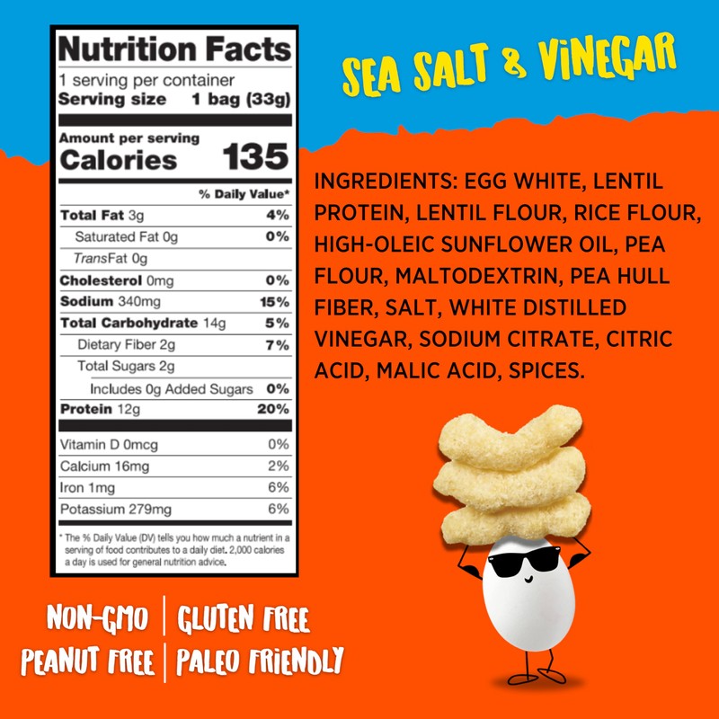 Todd's Better Snacks Egg-Cellent Protein Puffs, Sea Salt & Vinegar,
