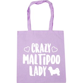 Hippowarehouse Crazy maltipoo lady - dog Tote Shopping Gym Beach Bag 42cm x38cm, 10 litres