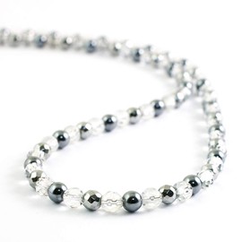 Ronotico Magnetic Necklace, Stylish, Unisex, Crystal & Terahertz, Natural Stone, Silver 925 Magnetic Clasp, Made in Japan, 17.7 inches (45 cm), Crystal