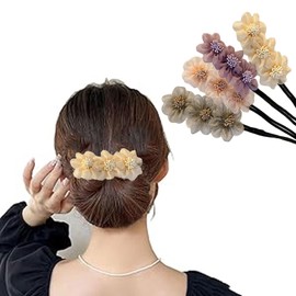 4 Pcs Deft Bun Maker - Magic Donut Hair Buns for Girls (Pink+Gray+Purple+Yellow)