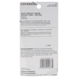 COVERGIRL COVERGIRL - Easy Breezy Brow Micro-Fine + Define Pencil, Micro-fine tip, no sharpening required, Built-in spoolie-brush, 100% Cruelty-Free