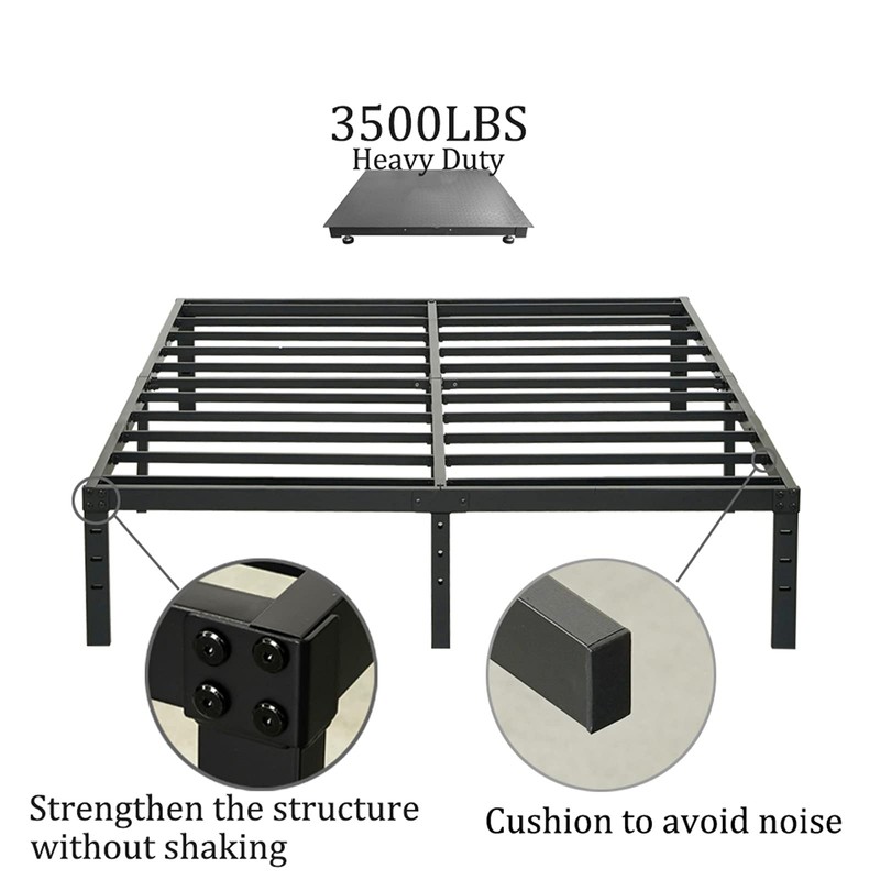 Wulanos Full Size Bed Frame 18 inch Tall, 3500lbs Heavy