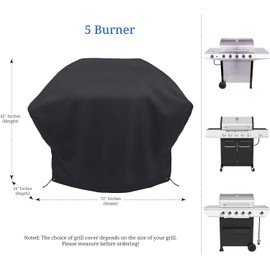 Covers & all Char-Broil Performance Grill Cover, Heavy Duty Cover for Outdoor Grill, Waterproof, UV & Weather Resistant, BBQ Cover for 5 Burner Gas Grill with Secure Fit (72"W x 24"D x 42"H, Black)