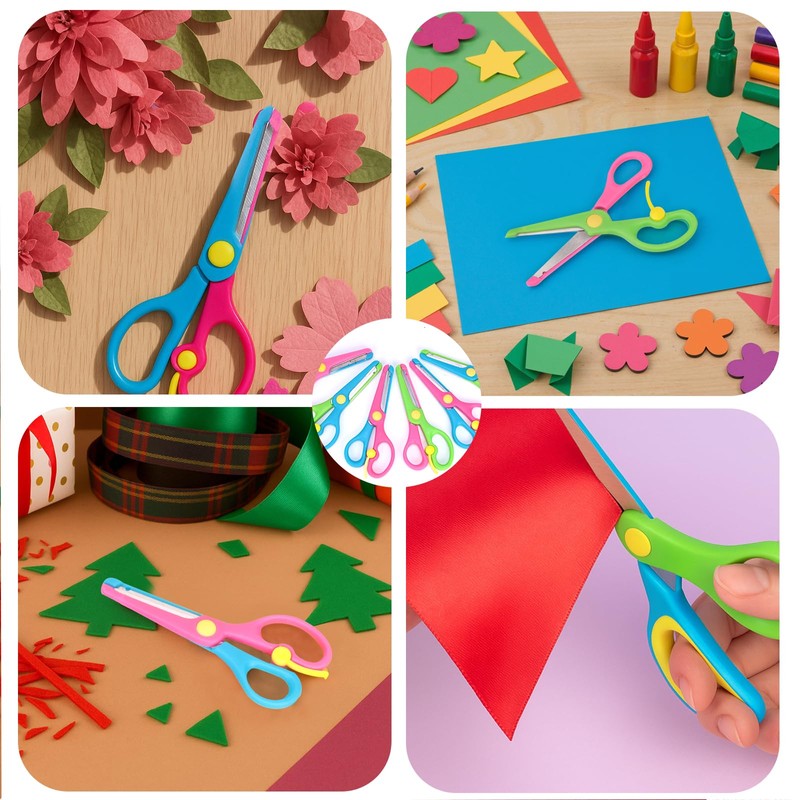 LOVESTOWN Kids Safety Scissors - 6 PCS Blunt Tip School