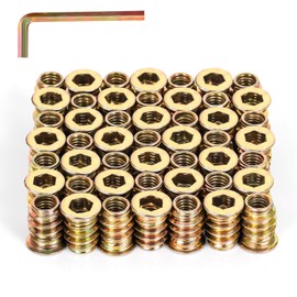 5/16"-18 x 15mm Threaded Inserts for Wood, Hex Drive Wood Nut Inserts, Exceptional Threaded Insert Nuts for Furniture, Wooden Products & Models, 50 PCS
