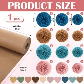 Mooliwe Classroom Tree Bulletin Board Set DIY 3D Cardboard Tree with Paper Pom Poms Kraft Craft Bulletin Board Wall 3D Decorations for School Elementary Teacher Chalkboard(Boho Color,6, 8, 10 Inch)