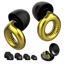 Ear Plugs for Noise Reduction 32dB, Ear Plugs for Sleeping Noise Cancelling, Soft Reusable Earplugs for Concerts, Sleep Snoring Blocking, Motorcycle, 4 Pairs & Travel Case, Gold