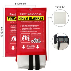 Mart Cobra Emergency Fire Blanket for Home and Kitchen Fire Extinguishers for The House x4 Fiberglass Fire Blankets Emergency for Home Fireproof Blanket Fire Retardant Blankets Grease Spray