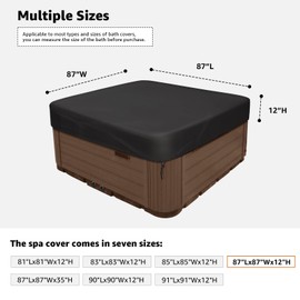 Square Hot Tub Cover 420D Heavy Duty Waterproof UV Protector Spa Hard Covers for Hot Tub 87''Lx87''Wx12''H Black
