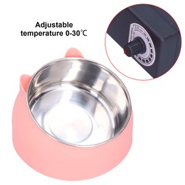 Zerodis Heated Pet Bowl, Portable Heated Water Bowl Nordic Stainless Steel to Cervical Spine Constant Temperature Cat Food Bowl US Plug 100‑240V ()