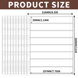 10 Sheets Postage Stamp Collecting Inserts, 160 Pockets Clear Stamp Album Pages 197 x 29MM Grid, Double-sided 9 Hole Standard Stamp Collection Binder Sleeves for Collectors IS02D810