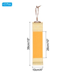 PATIKIL 15x4 Mini Hanging Xuan Paper Scroll, 2Pcs Silk Half Raw Ripe Blank Hanging Xuan Paper Chinese Calligraphy Blank Hanging Scrolls for Art Painting Home Decor, Yellow