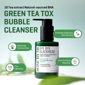 Green Tea Bubble Cleanser – Deep Cleansing Face Wash for Pores & Blackheads – Korean Skincare Foam Cleanser 120g / 4.23 oz