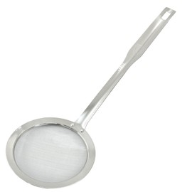 Unlorspy Stainless Steel Fat Skimmer Spoon 14 inch Ladle Cooking Strainer Spoon Fine Mesh Stainless Steel Colander with Handle for Kitchen Cooking (DIA 4.53", Shallow Net Design)
