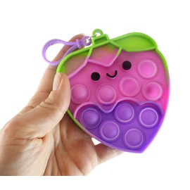 Set of 2 Strawberries Valentines Day Bubble Popper Fidget Toy - Fun Party Favor Toy - Strawberry Fruit Heart Love - Fun Party Favor Toy (Random Colors)
