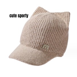 Wool Soft Baseball Cap Cat Ear Hat Cute Sporty for Women Coco Brown