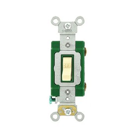 Leviton 30 Amp, 120/277 Volt, Toggle Single-Pole AC Quiet Switch, Extra Heavy Duty Grade, Self Grounding, 3031-2I, Ivory