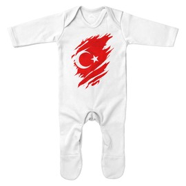 Purple Print House Turkey Torn Romper Football Turkiye Turkish Boy Girl Baby, 6-12 Months, White