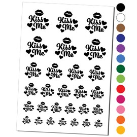 Kiss Me Lips Temporary Tattoo Water Resistant Fake Body Art Set Collection - Black (One Sheet)