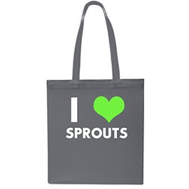 I Love Sprouts Christmas Tote Shopping Gym Beach Bag 42cm x38cm, 10 litres-Grey