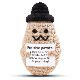 DAFURIET Gifts for Dad Positive Potato, Funny Potato Crochet Wool Doll with Positive Card for Cheer Up Gifts and Party Decors, Cute Handsome Potato Husband Friend Birthday Graduation Gifts