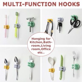 XoYoZo 4 pcs Silicone Toothbrush Holder Multi-Function Hook Waterproof self Adhesive Single Toothbrush Hook Plug Holder for Wall for Hanging Bathroom Kitchen Living Room Office