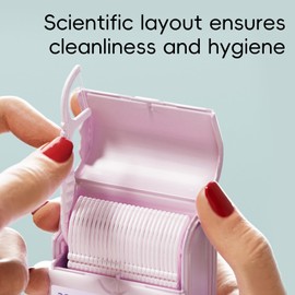 104 Count Twin Line Mint Floss Picks,2 Box Dental Floss Portable Travel Case,No Break No Shred High Tensile Strength Profession Toothpicks Floss Stick,Super Clean Tight Teeth in Min(PinkPink)