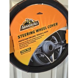 Armor All PremiumSoft Touch Sport Steering Wheel Cover BLACK w WOOD 15.4"-15.7"