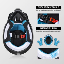 ROOZO Youth Kids Dirt Bike Helmet DOT Certified - Full Face Motorcycle Helmet for Off-Road, ATV, Street Riding, Includes Adjustable Goggles & Protective Gloves