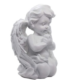 realideas White Kneeling Praying Cherub Statue Indoor Outdoor Home Garden Decoration Wings Angel Statue Memorial Sculpture